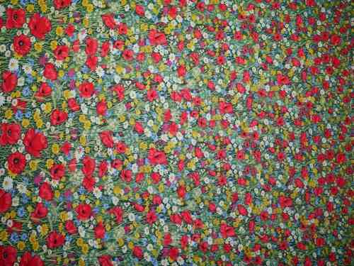 Perspectives Poppy Meadow, Patchworkstoff von Makower, blau/rot/gelb/weiß/grün, 85 cm