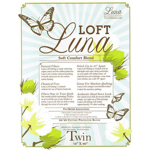 Luna Loft, Vlies Soft Comfort Blend, 80 % Baumwolle / 20 % Polyester, Twin72" x 90" , natur