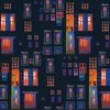 Serie "City Lights" , Häuser, Katzen, Streifen, Punkte von Clotheworks